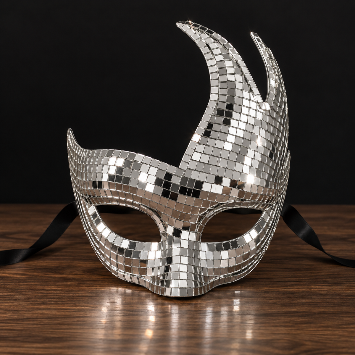 Midnight Inferno – Silver Mirror Mask