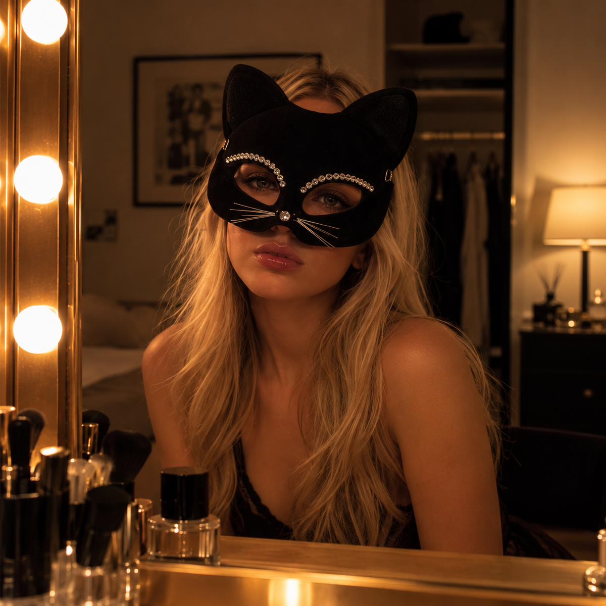 Velvet Prowl – Crystal Cat Mask