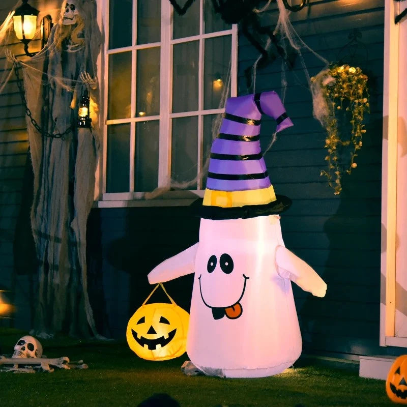 Halloween Ghost with Pumpkin Lantern - 1.2m LED Outdoor Inflatable Decoration