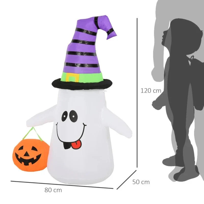 Halloween Ghost with Pumpkin Lantern - 1.2m LED Outdoor Inflatable Decoration
