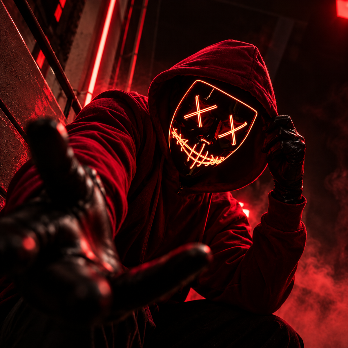 Neon Purge Mask – Red LED Edition